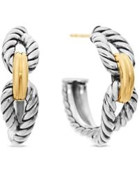 David Yurman - 18Kt Cable Loop Gelbgold- Und Sterlingsilberohrringe 22Mm - Lyst