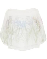 Alberta Ferretti - Printed Organdis Silk Blouse - Lyst