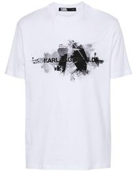 Karl Lagerfeld - Rubberised-logo Cotton T-shirt - Lyst