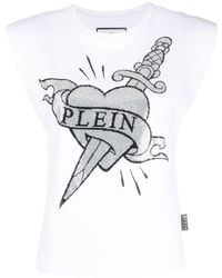Philipp Plein - Logo-print Shoulder-pads Tank Top - Lyst