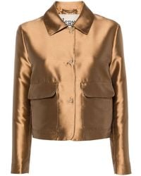 Herno - Straight-collar Cropped Satin Jacket - Lyst