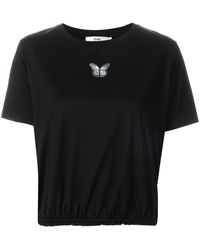 B+ AB Butterfly-patch Cotton T-shirt - Black