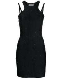 Versace - Vestido ajustado con apliques de strass - Lyst
