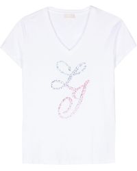 Liu Jo - Rhinestone-embellished Cotton T-shirt - Lyst