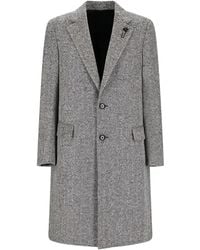 Lardini - Herringbone Button-up Coat - Lyst