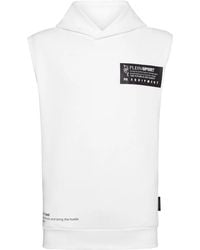 Philipp Plein - Logo Print Sleeveless Hoodie - Lyst