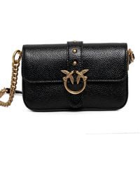 Pinko - Love Birds Leather Mini Crossbody Bag - Lyst