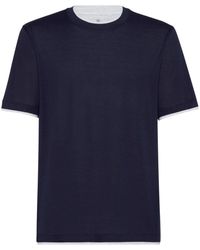 Brunello Cucinelli - T-shirt Met Gelaagd Design Van Zijdeblend - Lyst