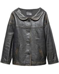 Prada - Antiqued Nappa Leather Jacket - Lyst