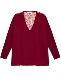 Maliparmi - Floral-Panel V-Neck Sweater - Lyst