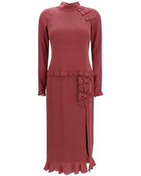Alessandra Rich - Midi Bow-Embellished Ruffled Dress - Lyst