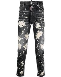 DSquared² - Paint Splatter-Print Denim Jeans - Lyst