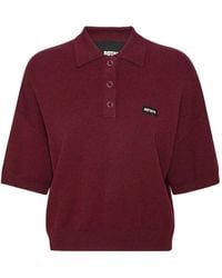 ROTATE BIRGER CHRISTENSEN - Burgundy Polo Shirt With Logo Patch - Lyst