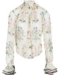 Giambattista Valli - Floral-Print Silk Blouse - Lyst