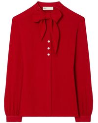 Tory Burch - Georgette Bow Blouse - Lyst