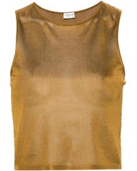 Saint Laurent - Sleeveless Crewneck Crop Top - Lyst