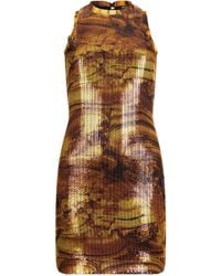 Roberto Cavalli - Sequin round-neck mini dress - Lyst