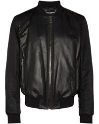Dolce & Gabbana - Panelled Leather Bomber Jacket - Lyst