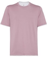 Brunello Cucinelli - T-shirt en coton à bords contrastants - Lyst