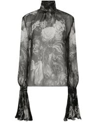 Roberto Cavalli - Floral-Print Silk-Chiffon Blouse - Lyst