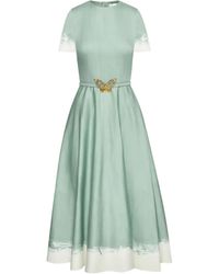 Oscar de la Renta - Abito Midi Con Cintura A Farfalla - Lyst