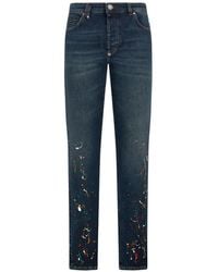 Philipp Plein - Straight-Leg Paint-Detail Jeans - Lyst