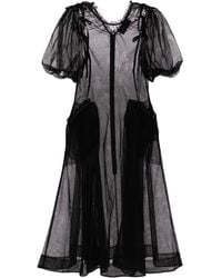 Simone Rocha - Gerafftes Kleid mit Puffärmeln - Lyst