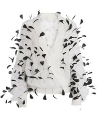 Genny - Feather-Embellished Wrap Sweater - Lyst