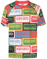 KENZO - ' Labels' Logo-print Crew Neck T-shirt - Lyst