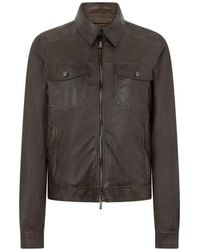 Moorer - Shirt Collar Flap Pockets Leather Jacket - Lyst