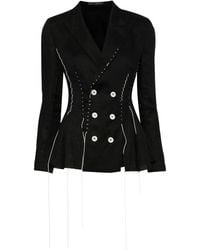 Yohji Yamamoto - Contrast-Stitch Linen Blazer - Lyst