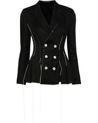 Yohji Yamamoto - Contrast-Stitch Linen Blazer - Lyst