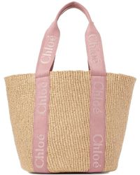 Chloé - Borsa Tote Woody Grande Con Ricamo - Lyst