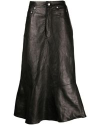 Rick Owens - A-line Leather Midi Skirt - Lyst