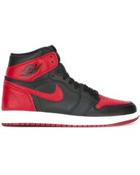 red and black nike high tops womens