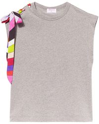 Emilio Pucci - Lace-up Detailing Cotton T-shirt - Lyst