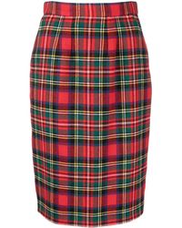Saint Laurent - Kokerrok Met Tartan Ruit - Lyst