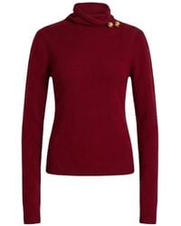 Alberta Ferretti - Button-Detail Roll-Neck Sweater - Lyst