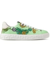 Versace - Greca Printed Canvas Sneakers - Lyst