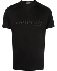 Corneliani - Logo-embroidered Cotton T-shirt - Lyst