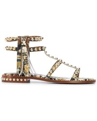 Ash Leather Poison Studded Strap Sandals in Silver (Metallic) - Lyst