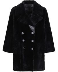 DESA NINETEENSEVENTYTWO - Double-Breasted Shearling Coat - Lyst