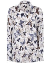Laura Urbinati - Butterfly-Print Silk Shirt - Lyst