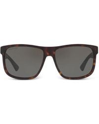 Gucci - Web-Stripe Rectangle-Frame Sunglasses - Lyst