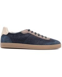 Brunello Cucinelli - Lace-Up Panelled Sneakers - Lyst