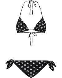 Dolce & Gabbana - Triangel-Bikini Mit Dg-Print - Lyst