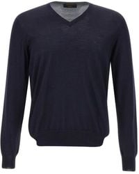 Gran Sasso - V-Neck Ribbed-Edge Sweater - Lyst