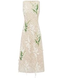 LEO LIN - Cleo Floral-Appliqué Lace Midi Dress - Lyst