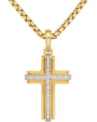 David Yurman - 18Kt Deco Cross Diamond Pendant (34Mm) - Lyst