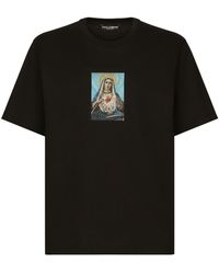 Dolce & Gabbana - Printed T Shirt With Rhinestones - Lyst